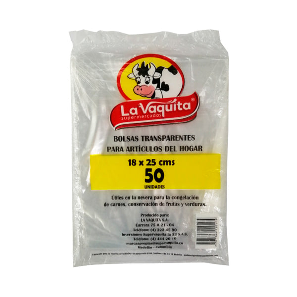 BOLSA TRANSPARENTE 18X25 50U HOGAR